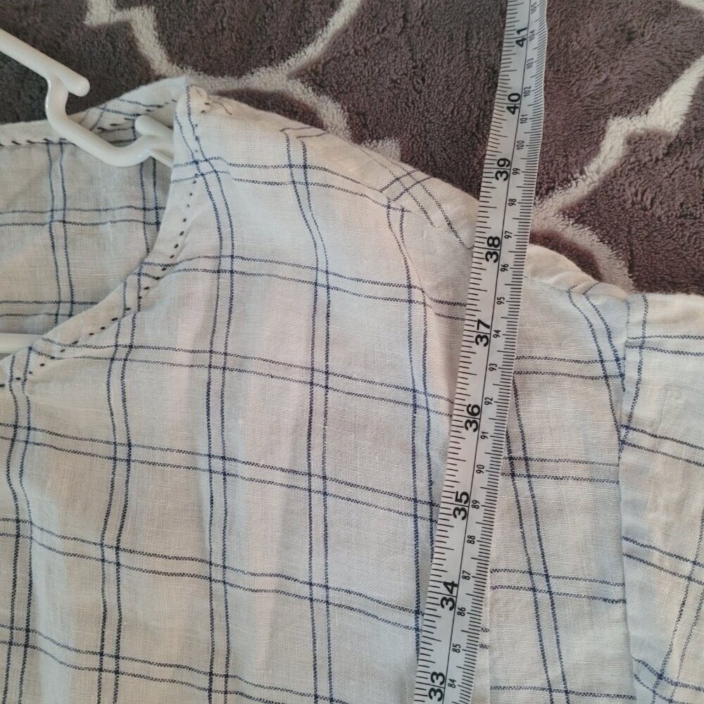 Relaxed White and Blue Check Midi Dress - Picture 5 of 10